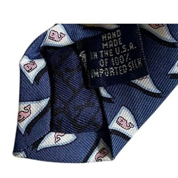Vineyard Vines Men's Tied To A Cause Sea Splash Whale Logo Silk Tie New - Picture 3 of 8